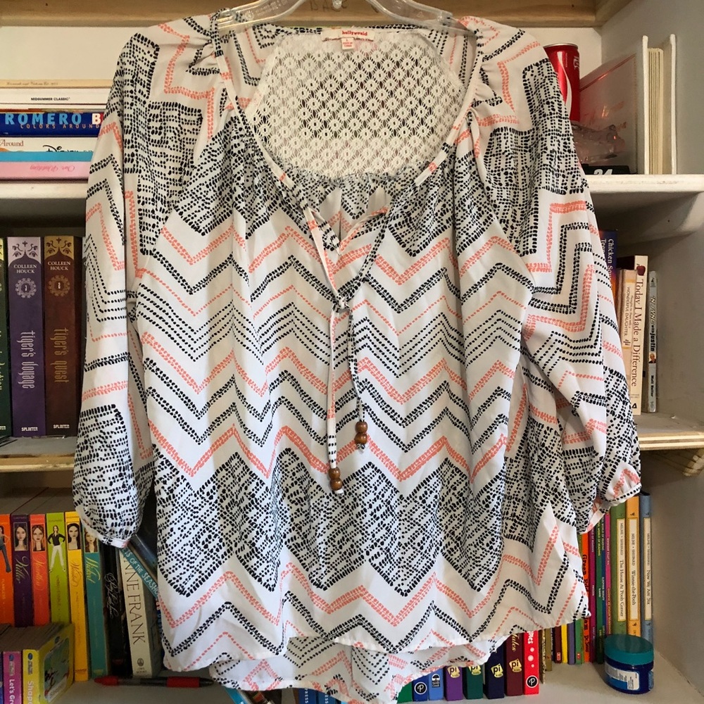 Beautiful Black Coral and beige Blouse